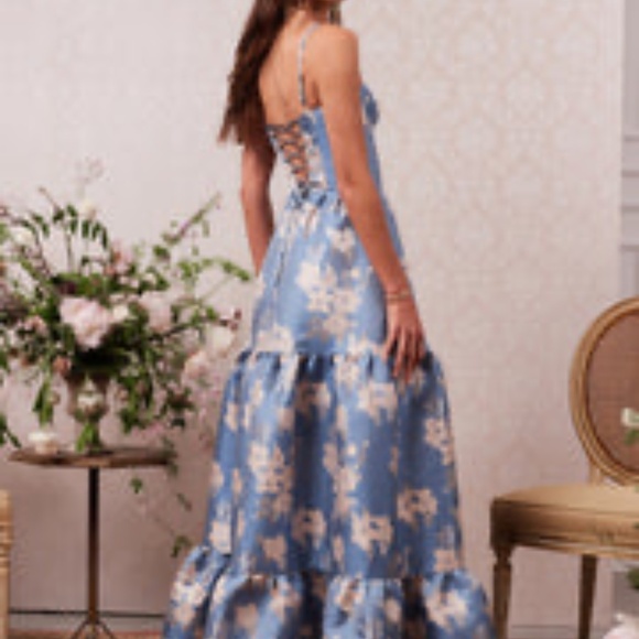 The Lucetta Dress in Dusk Blue Baroque Floral - Picture 3 of 6